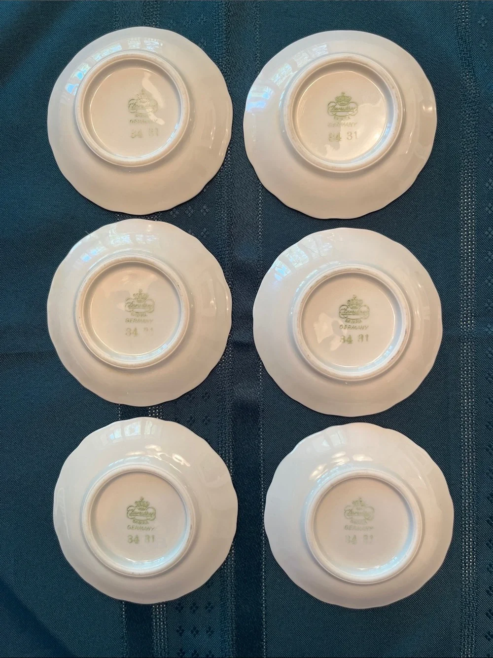 Vintage Butter Pats 6 Flowers Porcelain Gold Gilt Rim Bareuther German Mini